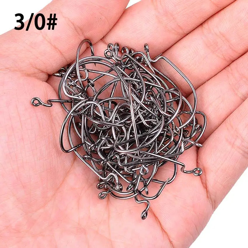 10pcs/ Box Fishing hook Offset 8# - 5/0# crank hook for soft worm bait fishhook crankbait fishing tackle accessories pesca hooks