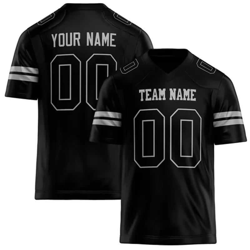 Customized Team Name Number Name Rugby T-shirt Personalized DIY V Neck Black Mens Sports T Shirt Loose Quick Dry Team Uniforms