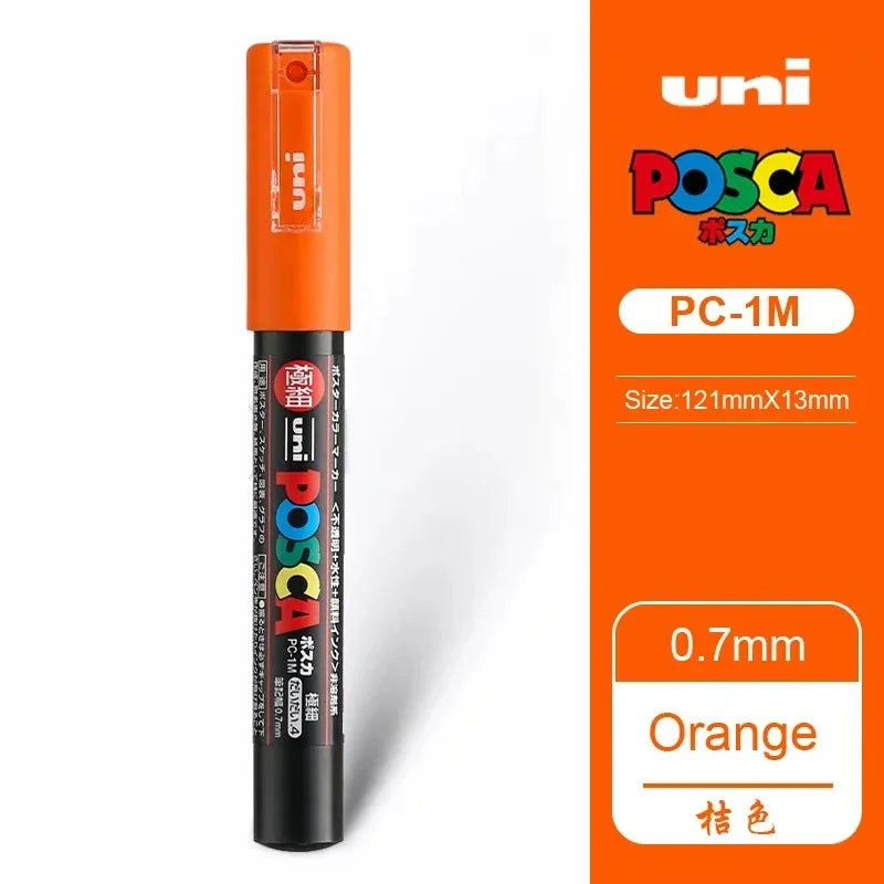 1pcs Japan UNI POSCA Markers PC-1M/3M/5M Acrylic Graffiti Pen Waterproof DIY Stackable Color Art Painting School Supplies
