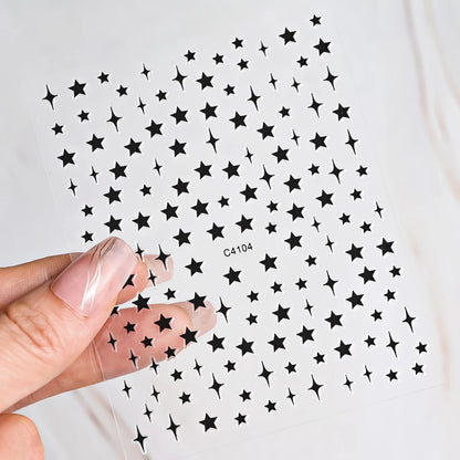 3D Bronzing Laser Silver Irregular Star Nail Decals Metallic Effect Silver Pentagram Nail Decals Adhesive Nail Art Star Stickers