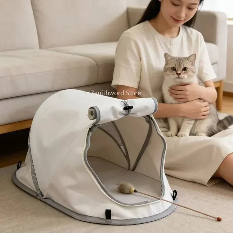 Pet Tent Portable Outdoor Camping Sun Protection Shelter for Puppy Kitten Small Animals Foldable Breathable Mesh House Travel