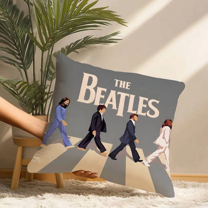 The B-beatles Band Pillow Case Short Plush Print Cushion Cover Square Throw Pillow Covers Sofa Home Decor
