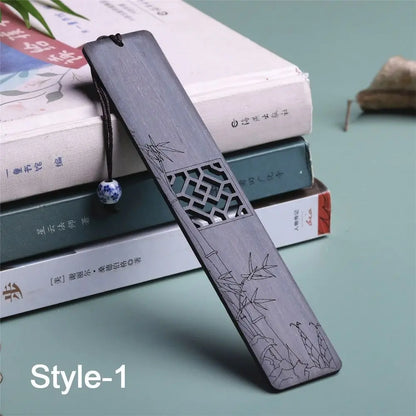 Chinese style wooden mahogany bookmark hollow window blossom plum orchid bamboo chrysanthemum lettering carving company Wen Chua