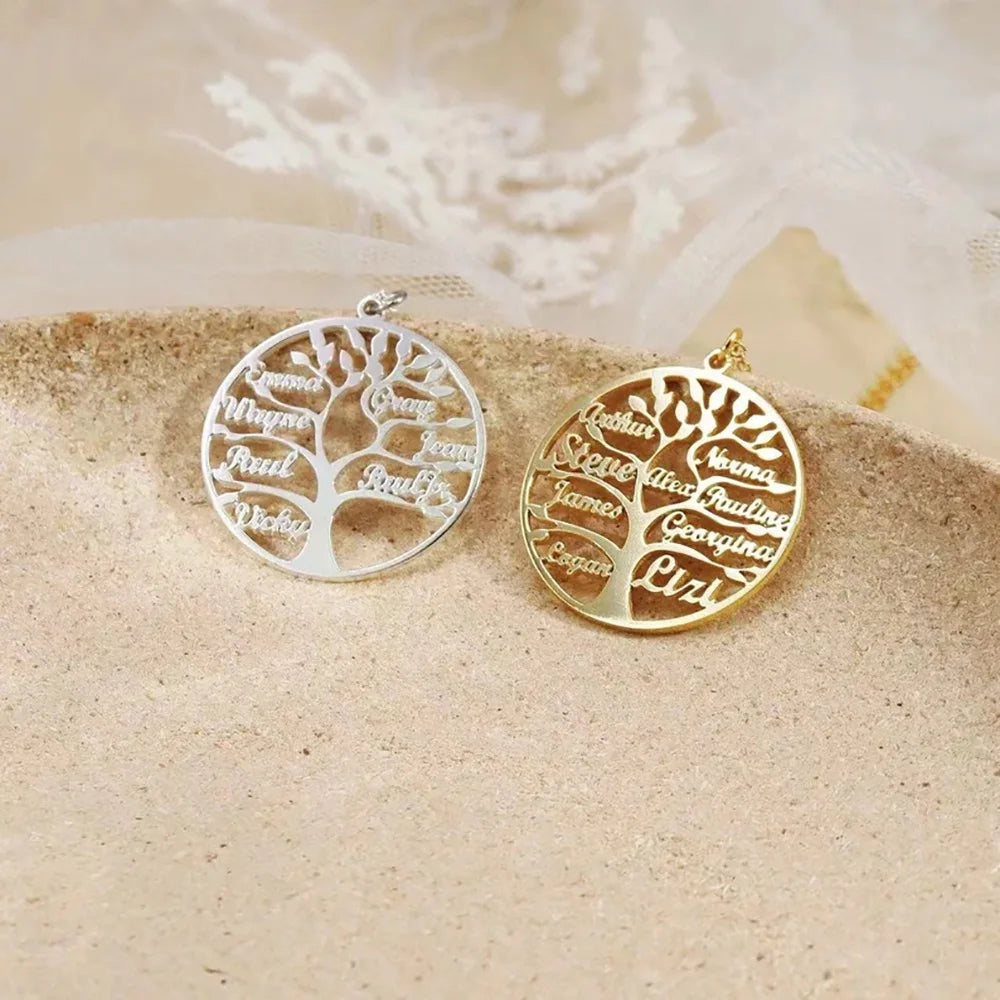 Custom Tree of Life Necklace Personalized Name Multiple Name Family Member Stainless Steel Necklace Mother's Day Gift For Mom