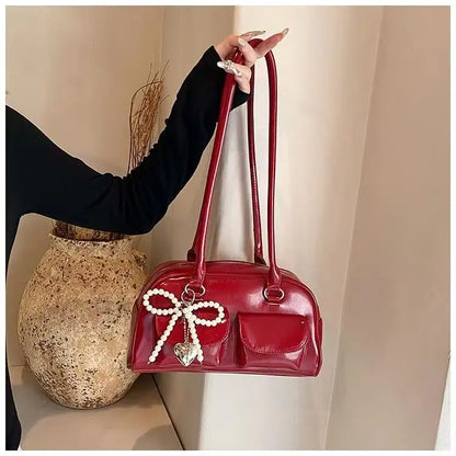 Fashionable Underarm Bow Bag for Women 2024 Korean Edition New Simple Leisure Pillow Bag Trendy Versatile Shoulder Bag
