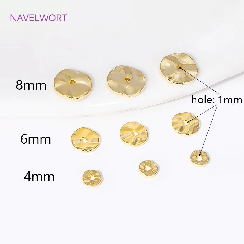 Jewelry Making Beads,18K Gold Plated Wave Thin Spacer Beads,Brass Round Thin Beads DIY Bracelet Necklace Making Accessories