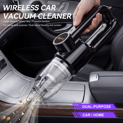 Cordless Portable Handheld Vacuum Cleaner, Mini Wireless Car Vacuum Cleaner with Ergonomic Handheld Design, High Power Strong Suction Rechargeable Handheld Vacuum for Car Household Dust Debris Pet Hair Removal One-Key LED Lig