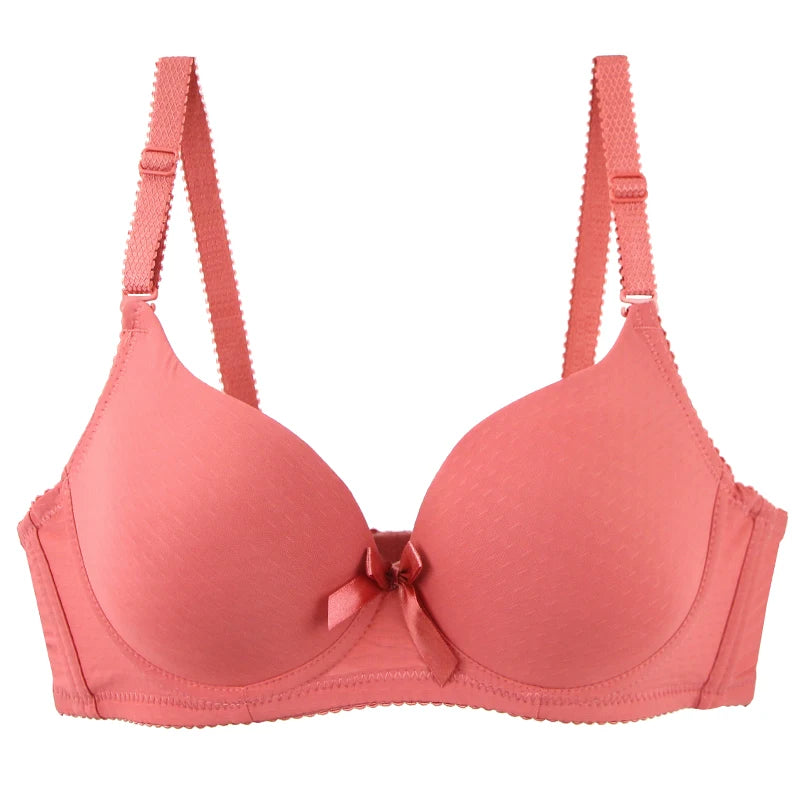 2025 New Sexy Bow Sweat Absorption Bras Solid Smooth 34/75 36/80 38/85 40/90 42/95 44/100 ABC Cup Underwear Pus Up Lingerie