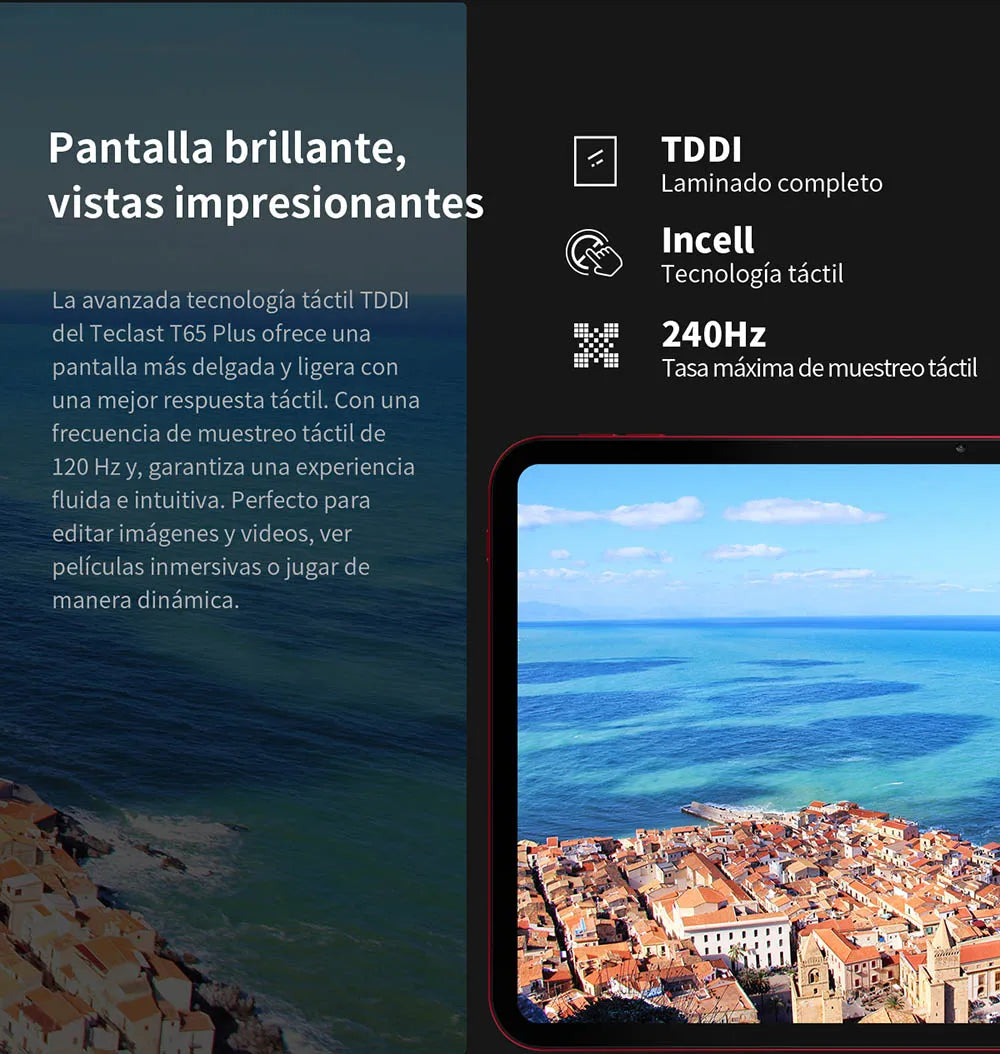 Teclast T65 Plus, 13.4" Tablet, 120Hz Maximum Display, Android 15, Max. 20GB RAM+256GB ROM, Helio G99, 8 cores, 1920x1200, 4G networks and calls, dual SIM card slots, 5G WiFi, GPS, 13MP+8MP