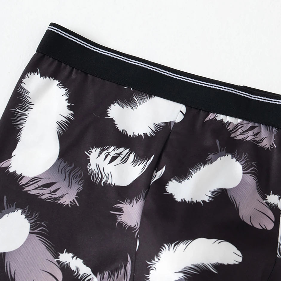 4-piece Set Of Men's Seasonal Fashionable Printed Underwear Comfortable Elastic Waist Flat Angle Pants Plus Size Casual Shorts