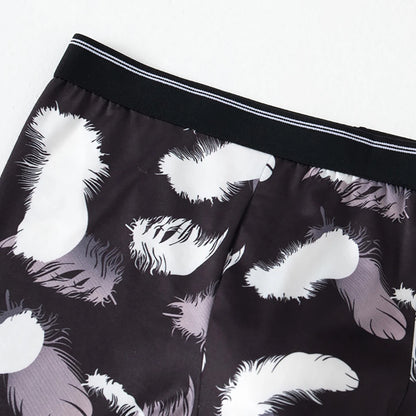 4-piece Set Of Men's Seasonal Fashionable Printed Underwear Comfortable Elastic Waist Flat Angle Pants Plus Size Casual Shorts