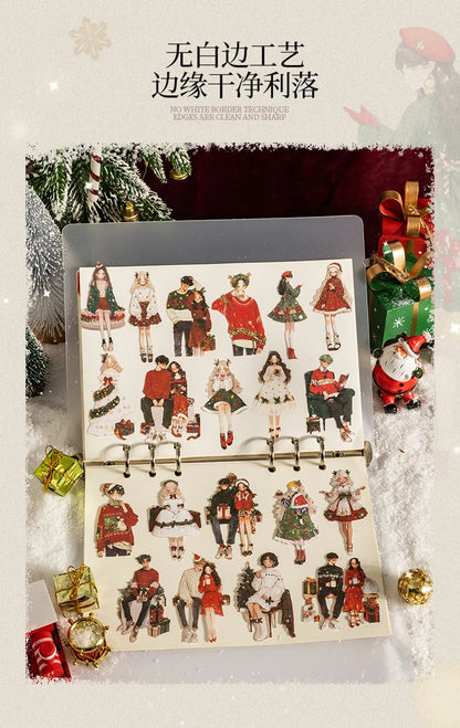 30sheets/pack Christmas Girl Stickers Aesthetic Stick Labels Decorative Diary Album Material Scrapbooking Supplies