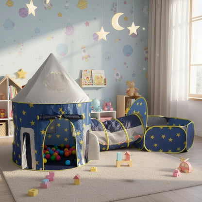 Children's Fun Play Tent, Play Tunnel - Kids' Ball Pool - Yurt, Space Rocket Toy Playhouse, Outdoor Portable Playhouse, Leisure Toy for Pretend Play, Ideal Holiday Gift for Children, Holiday Party Decoration, Ocean Balls Not