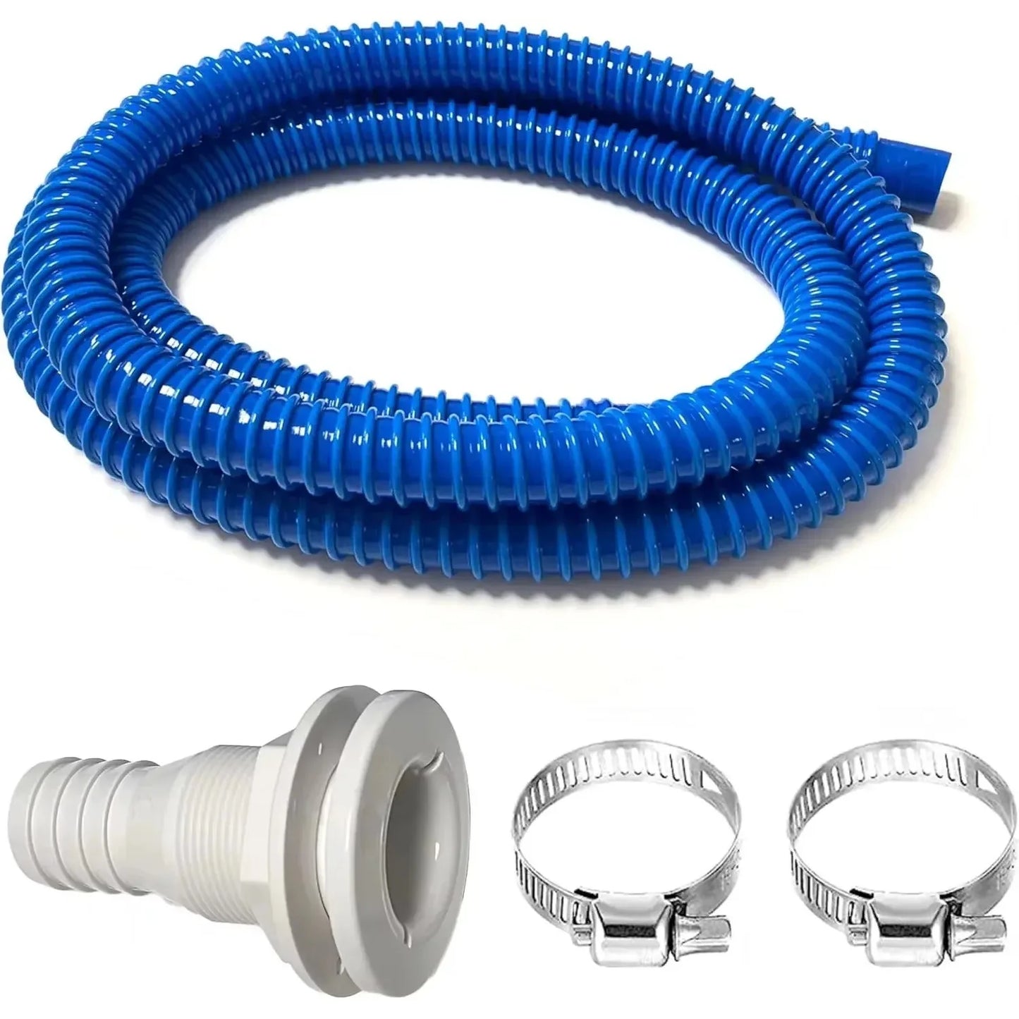 Bilge Pump Hose, 1-1/8 Inch Dia Bilge Pump Installation Kit, 6.5 FT Premium Quality Kink-free Flexible PVC Hose, 2 Stainless Ste