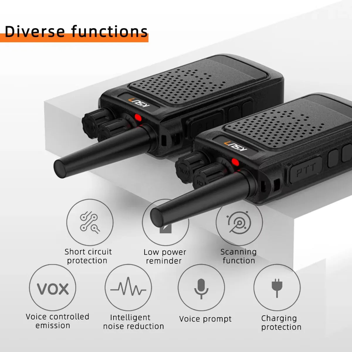 Mini Portable Walkie Talkie 2pcs UHF Radio Wireless Intercom VOX Function PMR446 Walkie Talkie Two Way Radio Station KSUN X26