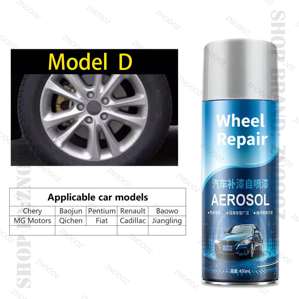 450ml Silver Series Alloy Automotive Wheel Repair Spray Paint - DIY Scratch Remover, Touch Up Paint Quick Matte Bright black