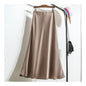 Botvotee Elegant Satin Long Skirt for Women Spring Summer 2025 Office Ladies Korean Style Loose Elastic Band Midi Skirts