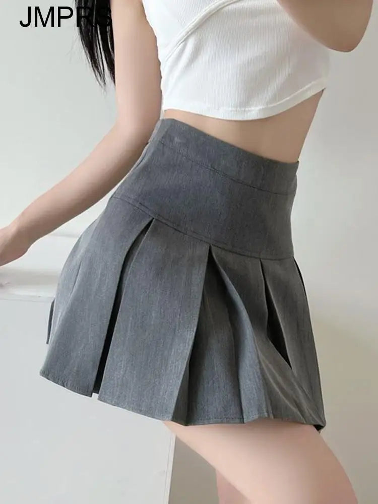 JMPRS Plaid Women Pleated Skirt Bow Knot Summer High Waist Preppy Girls Dance Mini Skirt Cute A Line Harajuku Sexy Japan Faldas