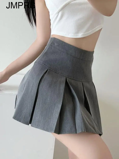 JMPRS Plaid Women Pleated Skirt Bow Knot Summer High Waist Preppy Girls Dance Mini Skirt Cute A Line Harajuku Sexy Japan Faldas