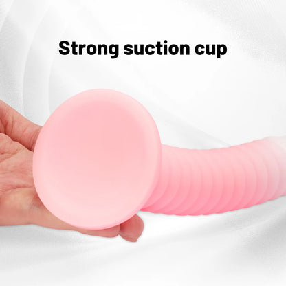 Adult Erotic Sex Toys Gradient Pink Anal Plug Dildo Massager With Threaded Design Strong Suction Cup Extra Long Anal Butt Plug
