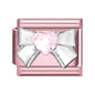 2025 New Women Romantic Pink Cherry Heart Shiny CZ Italian Charm Links Fit 9mm Bracelet Stainless Steel DIY Making Jewelry Gifts
