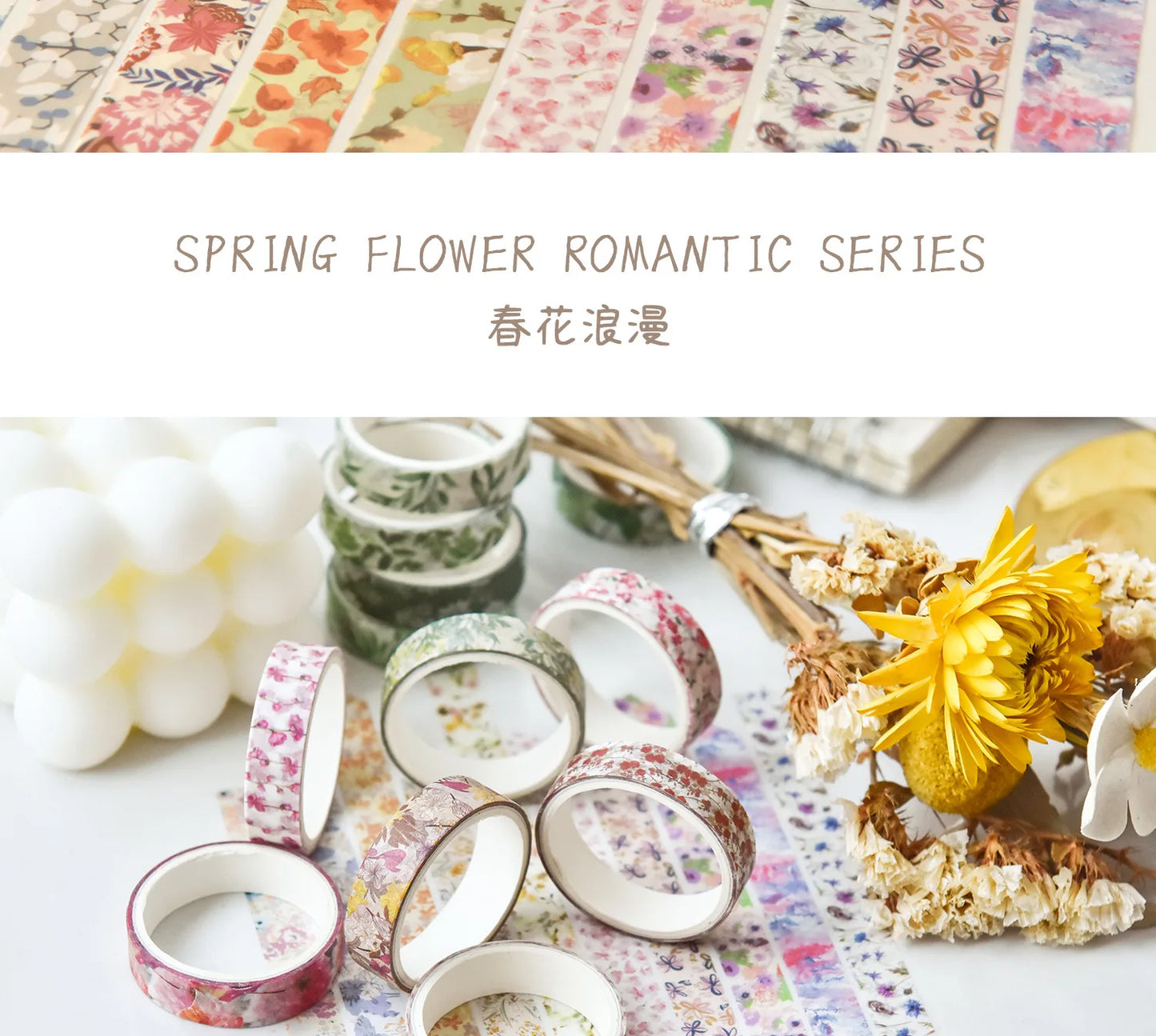 5 Rolls/set Aesthetics Floral Decorative Adhesive Tape Flower Washi Tape DIY Scrapbooking Material Sticker Label Stationery