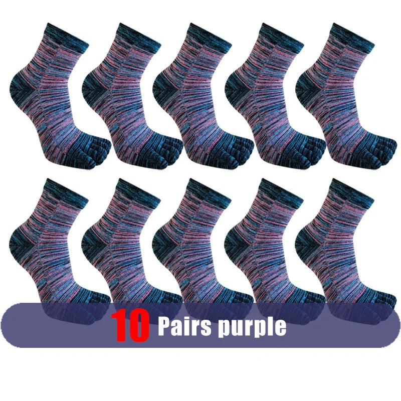 1/5 Pairs Colorful 5 Finger Socks Business Man Cotton Striped Young Casual Sweat-Absorbing Happy Party Dress Toe Short Socks