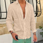 Spring Autumn Men's Cotton Linen Shirt Casual Long Sleeve Solid Color Slim Fit Lapel Basic Style Breathable Button Tops