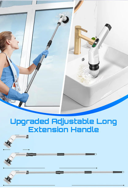 TINSOL 9-in-1 Multi-Function Electric Cleaning Brush Adjustable Automatic Rotating Scrubber Kitchen & Bathroom Cleaning Brush