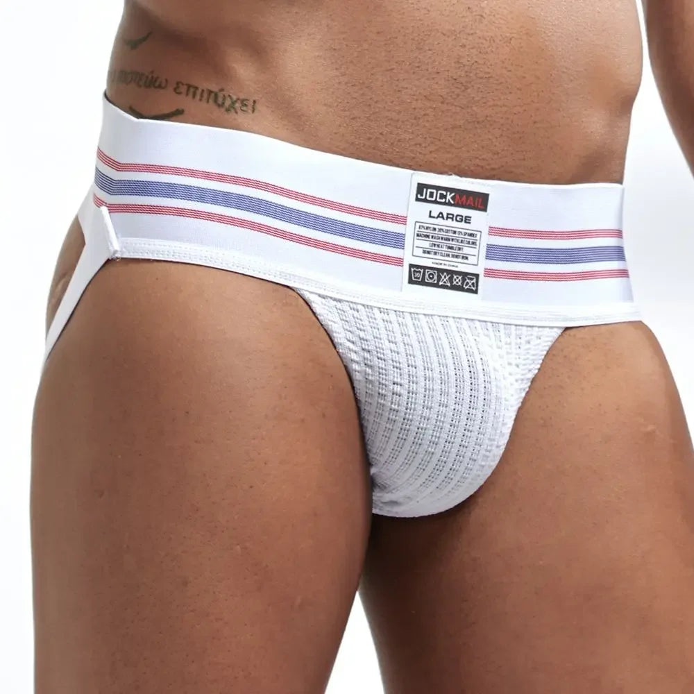 JOCKMAIL Men's Underwear Men Sexy Briefs Jockstrap Pouch Cuecas Man Cotton Panties Thongs Mesh Underpants Gay Slip Homme Srting