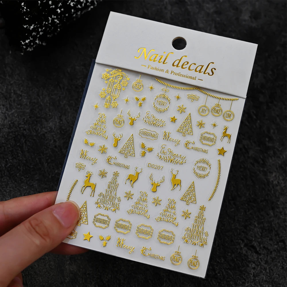Winter Christmas Atmosphere Nail Stickers Snowman Snowflake Wapiti Self-adhesive High Quality Cute Nail Stickers Nail Art Deco