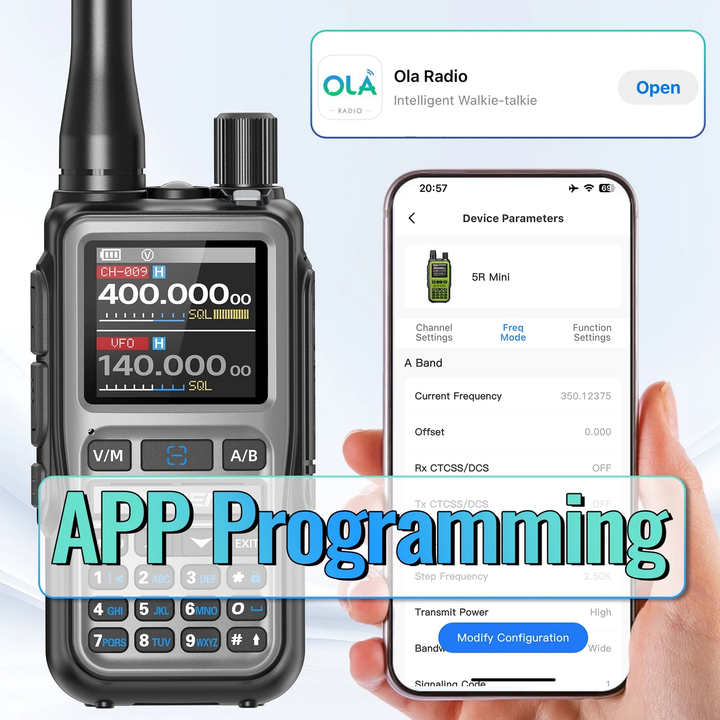 BAOFENG UV-5R Mini Walkie Talkie Full Band Bluetooth Programming Wireless Copy Frequency 2 PTT AM FM Type-C Long Range Ham Radio