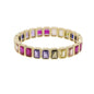 Gold Color Geometric Oval Stretchy Stretch Beaded Tennis Chain Bracelet For Women Fashion Adjusted Jewelry