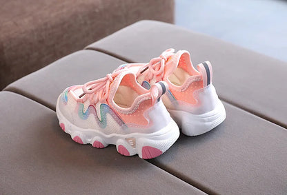 2022 Breathable Toddler Boy Sneakers Stretch Fabric Fashionable Baby Running Shoes Pink School Girl Sports Shoes Sneakers