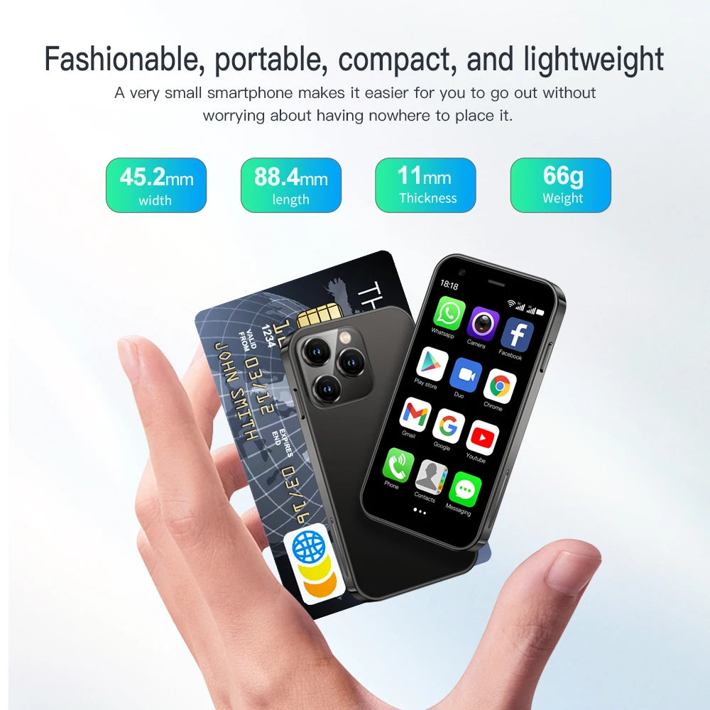 SERVO 15SE Mini Smartphone 3G WCDMA Android System WiFi Hotspot Play Store 3.0" Display Small Palm Smart Phones Dual SIM Standby