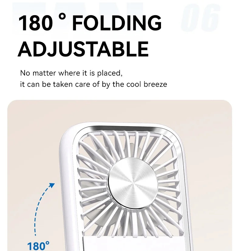 Multifunction Foldable Hand Fan USB Charging Mini Portable Hanging Neck Air Cooling Fan Semiconductor Refrigeration Small Fan