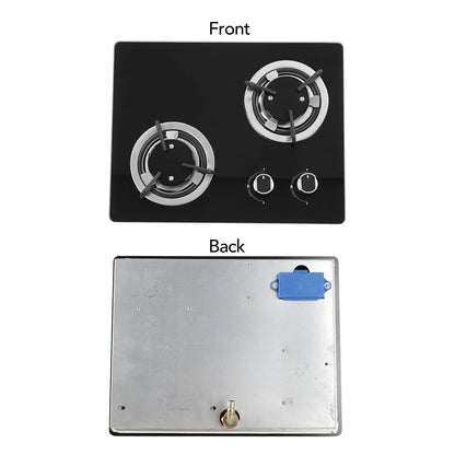 RV Gas Stove 2 Burners 1.8Kw Power Tempered Glass Panel Easy to Clean Gas Cook Top for Boat Caravan Camper
