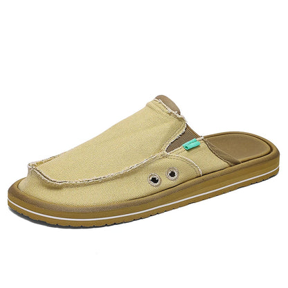 2025 New Spring Handmade Canvas Casual Men Shoes Design Fashion Sneakers Man Loafers Breathable Low Top Flat Shoes Soft Driving