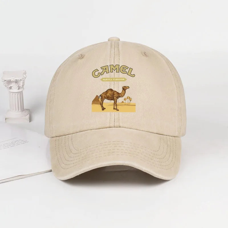 1-Piece Camel Print Baseball Cap Classic Minimalist Retro Style Breathable Soft Fabric Perfect for Work and Daily Wear Adjustabl
