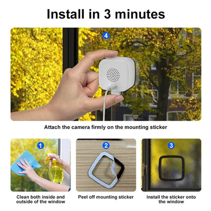 Mini Window Camera Replaces Outdoor Cameras 2.4/5GHz WiFi Camera 3MP Resolution Full-Color Night Vision Through Window Camera