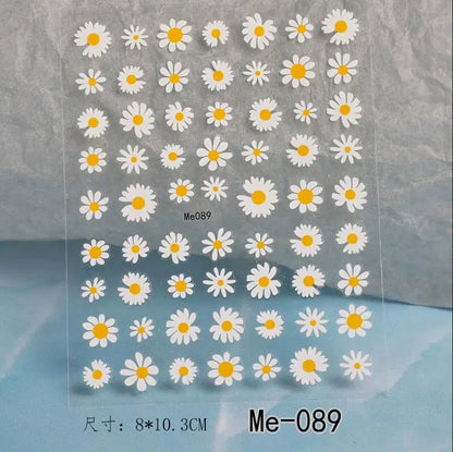 1PC 5D Macaron Flower/Fruit Nail Charms Sticker Embossed Bear/Rabbit/Letter Nails Slider Decals Summer Adhesive Manicure Decor&Y