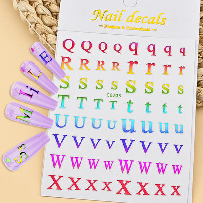 3D Glittery Gothic Letter Design Nail Art Stickers Uppercase Alphabet Letters Artistic Designs DIY Nail Art Decals Decoration #1