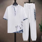 (Shirt + trousers) 2026 summer shirts men fashion Cotton shirts men's breathable sets High quality shirts Two Piece size M-5XL