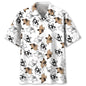 Cute puppy print Hawaiian men's short-sleeved shirt 2024 new casual lapel top fashion plus size