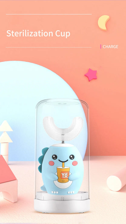 360 Degrees Electric Toothbrush Kids U Shaped Silicon Smart Sonic Teeth Tooth Brush Cartoon Pattern for Children IPX7 Waterproof