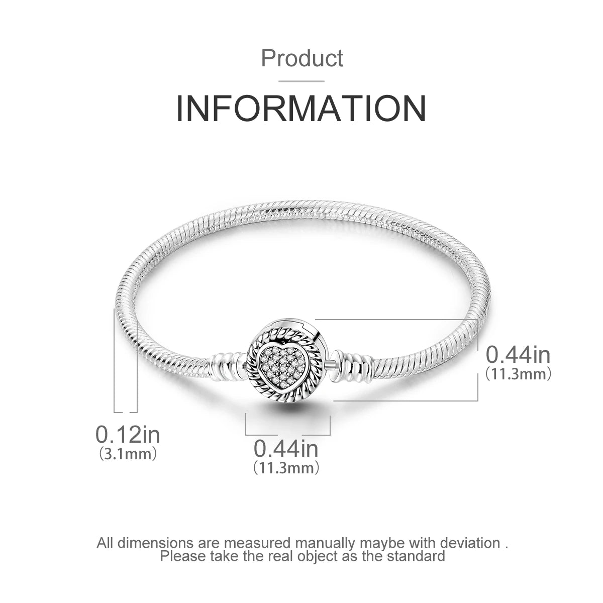 New Charm Bracelet 925 Silver Heart Shape Holy Mother Snake Chain Clasp Bracelet Fit Original Bead DIY Fashion Jewelry