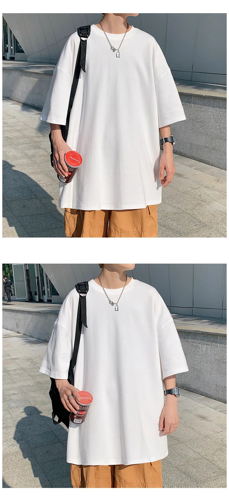 Oversized Summer Short Sleeve Men's T Shirt New Fashion Solid Loose O-Neck T Shirts Mens Cotton Hip Hop Streetwear Top Tees 5XL