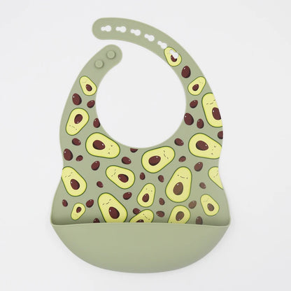 New Arrival Silicone Baby Bibs Silicon Printing Newborn Bib Feeding Burp Cloth Avocado Zoo Tractor Printing Tableware