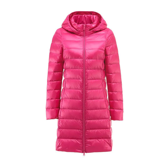 Women Ultra Light Long Down Jacket Coats Autumn Winter Loose Long Sleeve Zip Up Loose Korean Hooded Detachable Tops Outwear