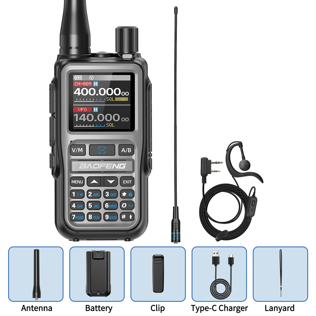 Baofeng UV-5R Mini Walkie Talkie Bluetooth Programming Wireless Copy Frequency Full Band 999CH AM FM Type-C Long Range Ham Radio